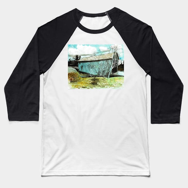 Magnetic Hill Covered Bridge Baseball T-Shirt by DureallFineArt